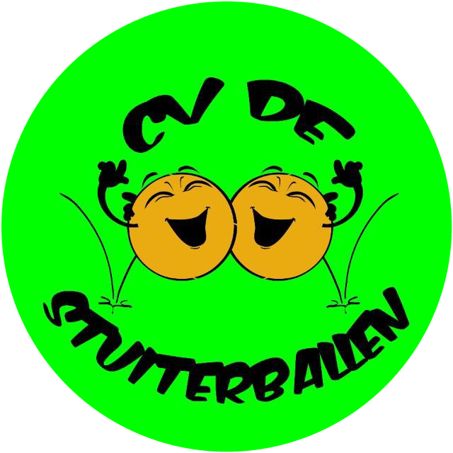 Logo CV De Stuiterballen: twee lachende stuiterballen