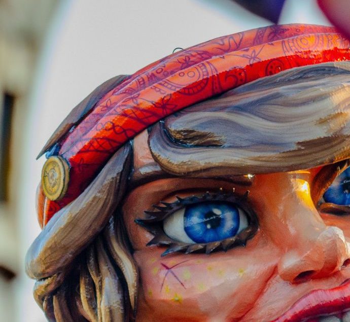 Gezicht van een carnavalspop